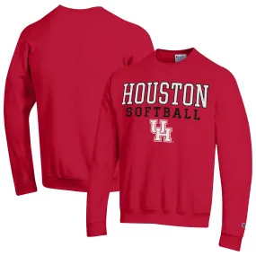 Champion  Houston Cougars Red Stack Logo Softball Powerblend Pullover Sweatshirt