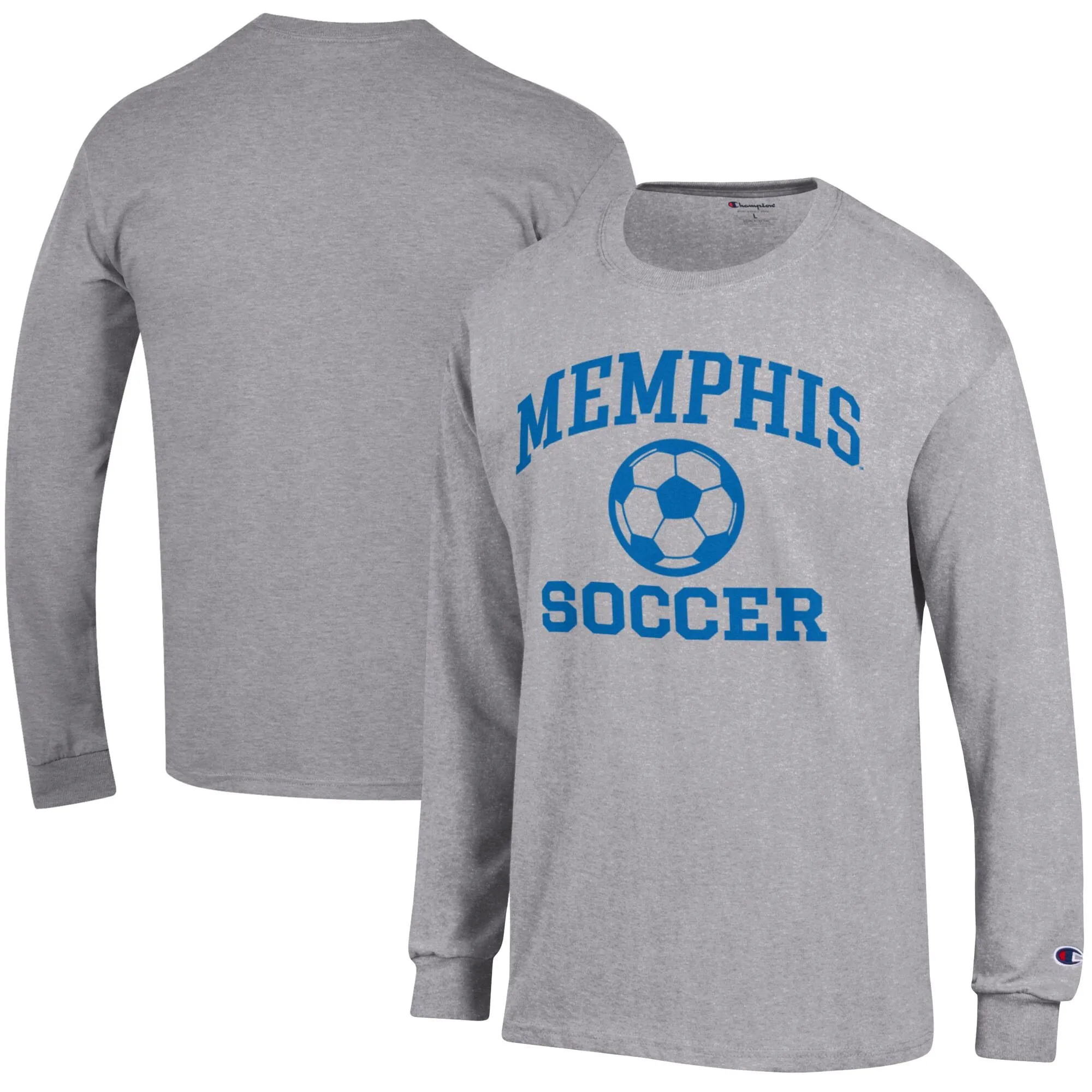 Champion Memphis Tigers Heather Gray Soccer Icon Long Sleeve T-Shirt