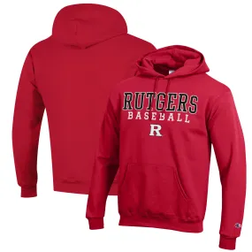 Champion Rutgers Scarlet Knights Scarlet Baseball Stack Pullover Hoodie