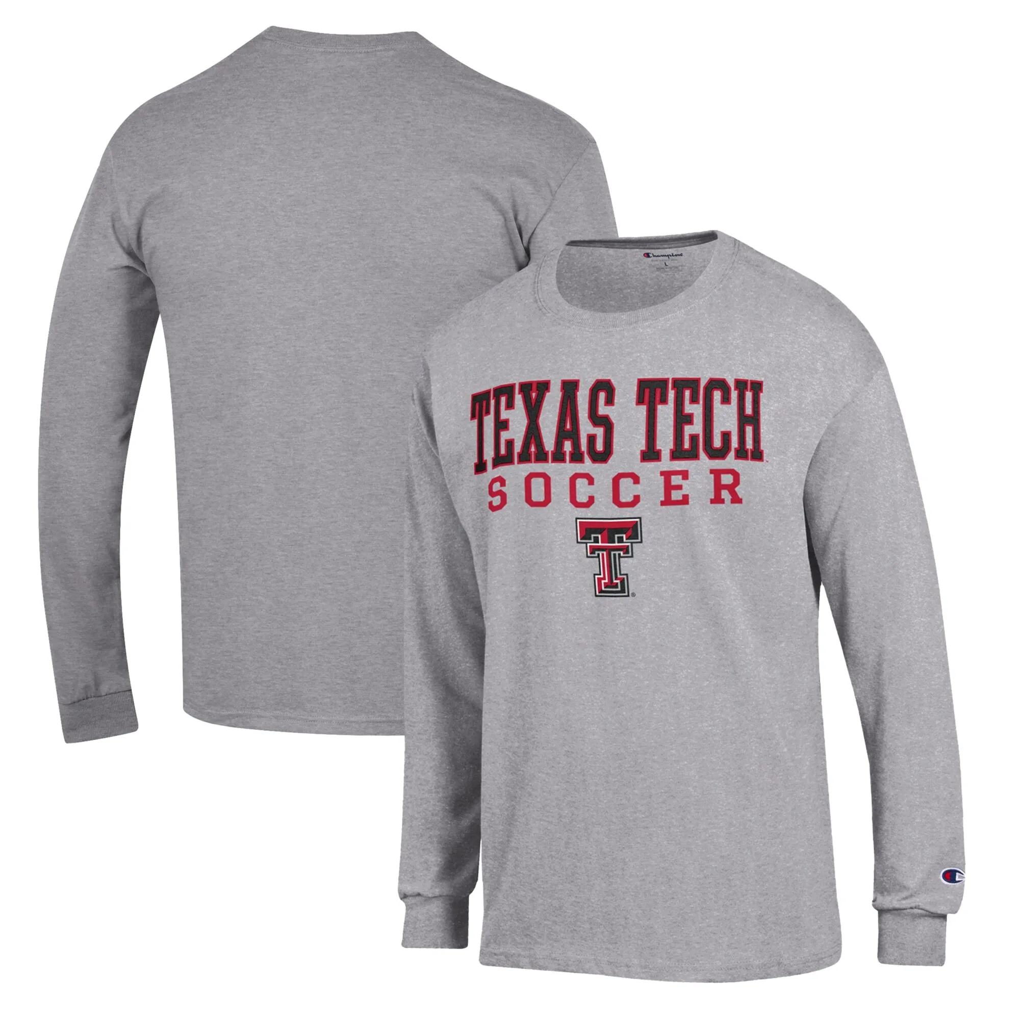 Champion Texas Tech Red Raiders Gray Soccer Stack Logo Long Sleeve T-Shirt
