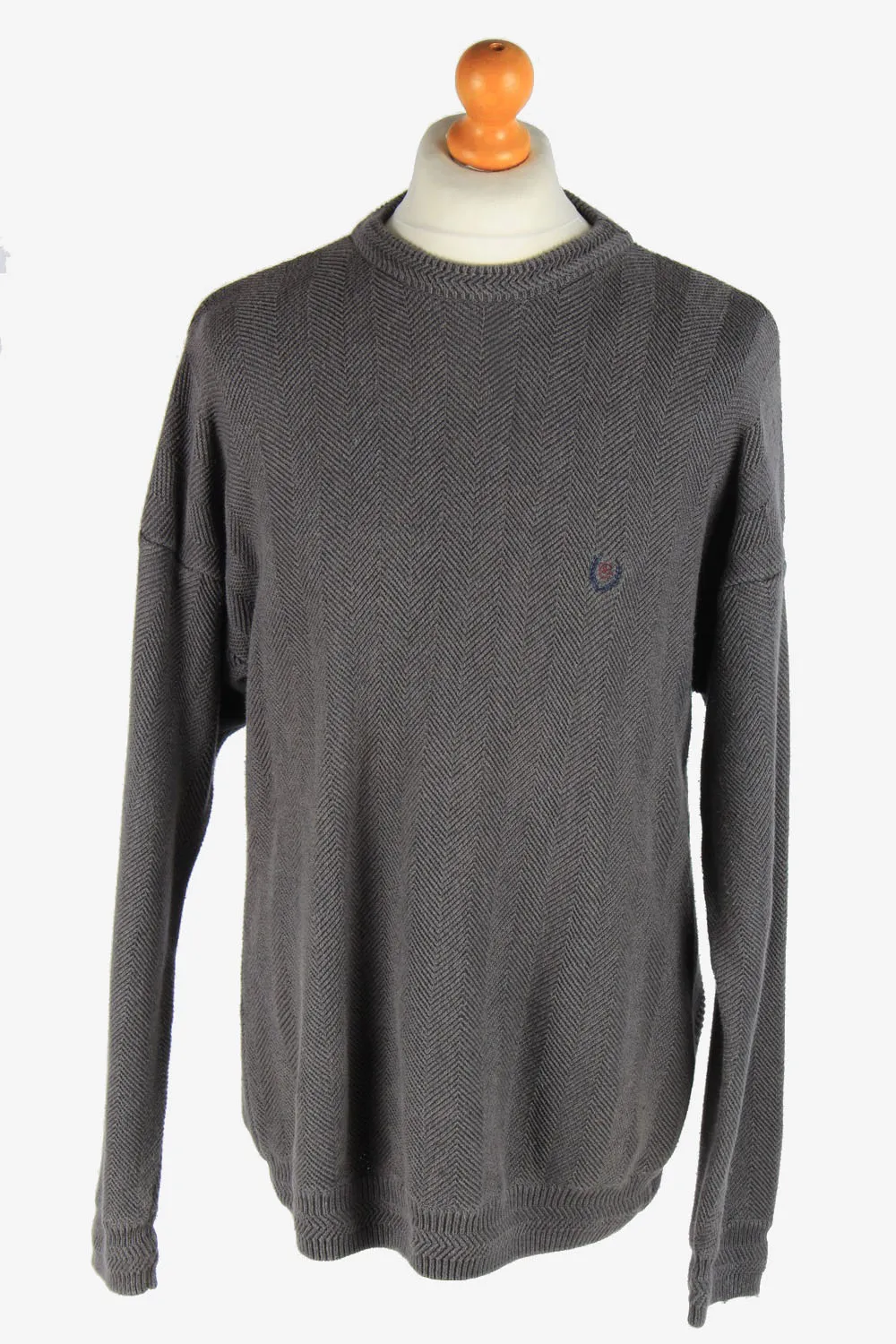 Chaps Crew Neck Caple Jumper Pullover 90s Dark Grey XL - Pepper Tree London