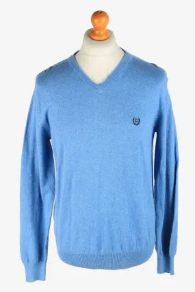 Chaps V Neck Jumper Pullover 90s Light Blue M - Pepper Tree London