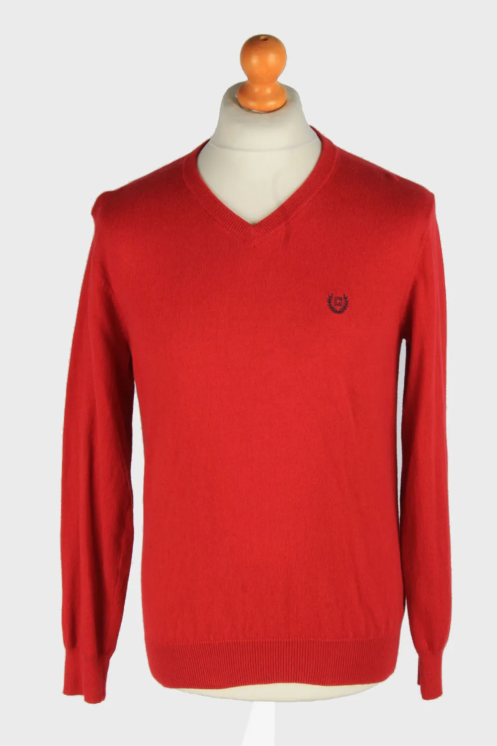 Chaps V Neck Jumper Pullover 90s Red S - Pepper Tree London