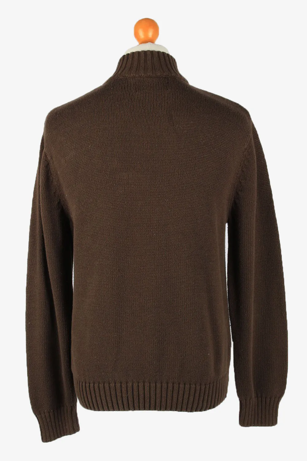 Chaps Zip Neck Jumper Pullover 90s Mens Brown L - Pepper Tree London