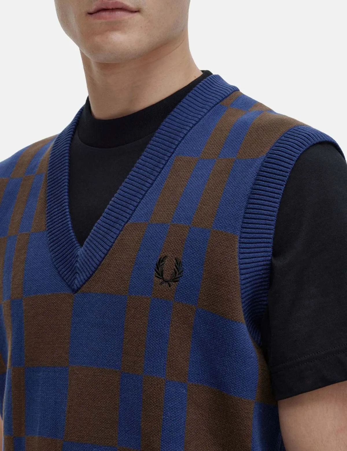 Chequerboard Vest - French Navy Blue