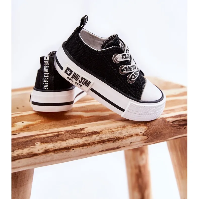 Children's Cloth Sneakers Big Star KK374049 Black-White