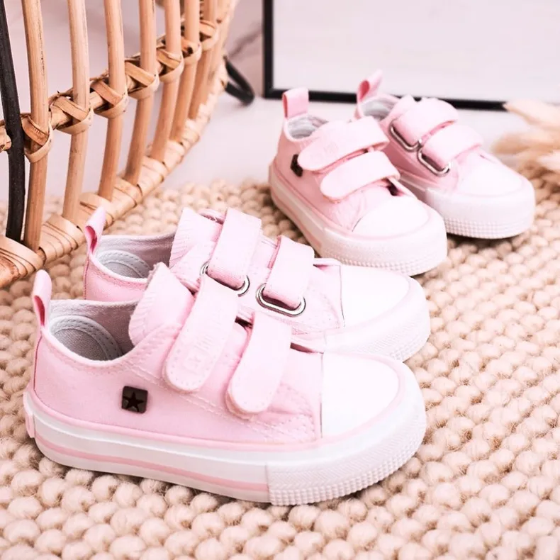 Children's Low Sneakers With Velcro Big Star HH374203 Pink