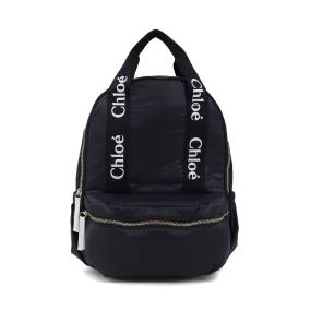Chloe Navy Blue Backpack With White Logos