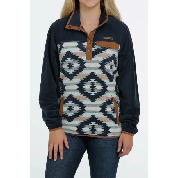 Cinch Ladies Navy Aztec Pullover-MAK9819001- On Sale