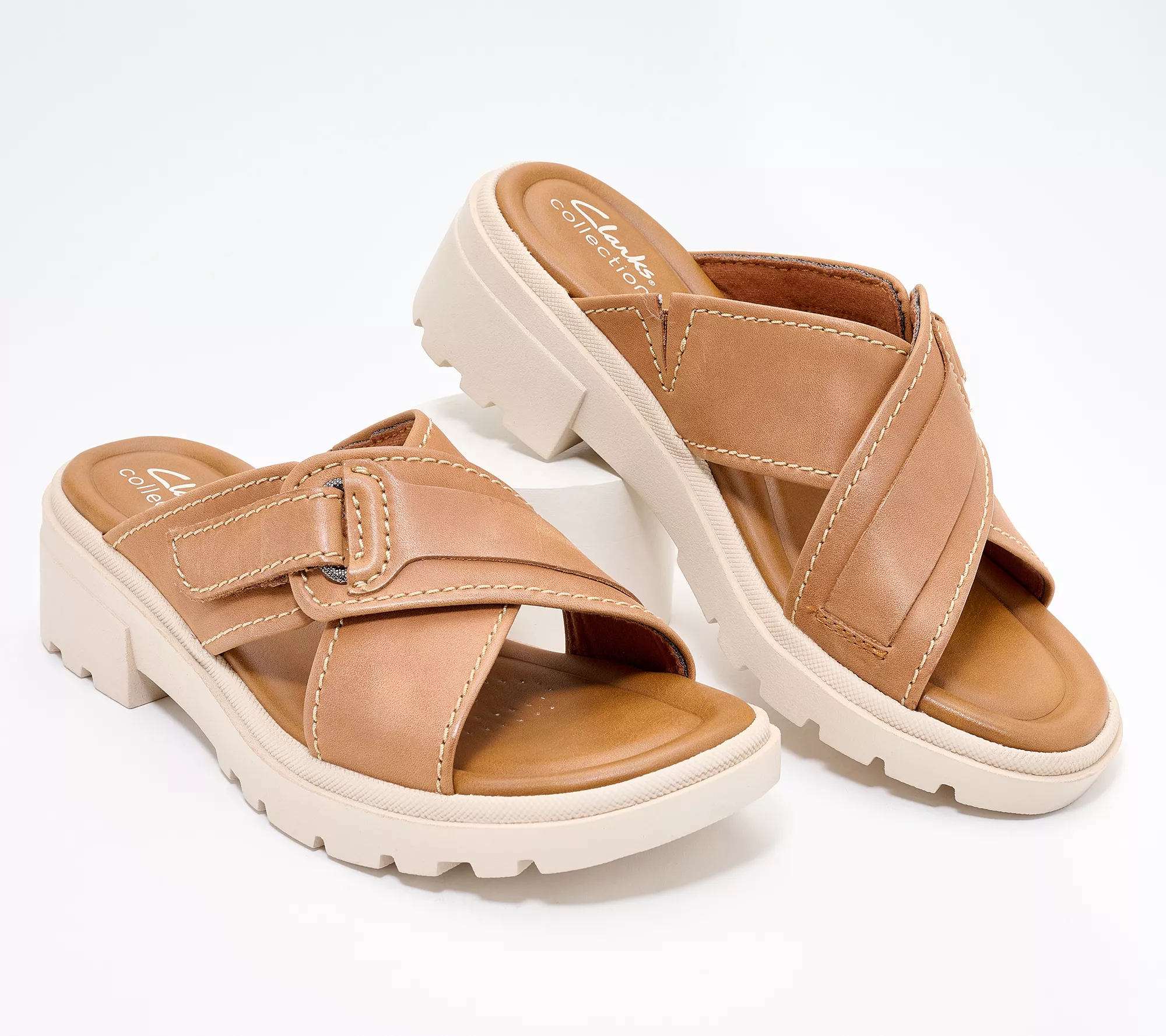 Clarks Collection Leather Slide Sandals - Coast Cross