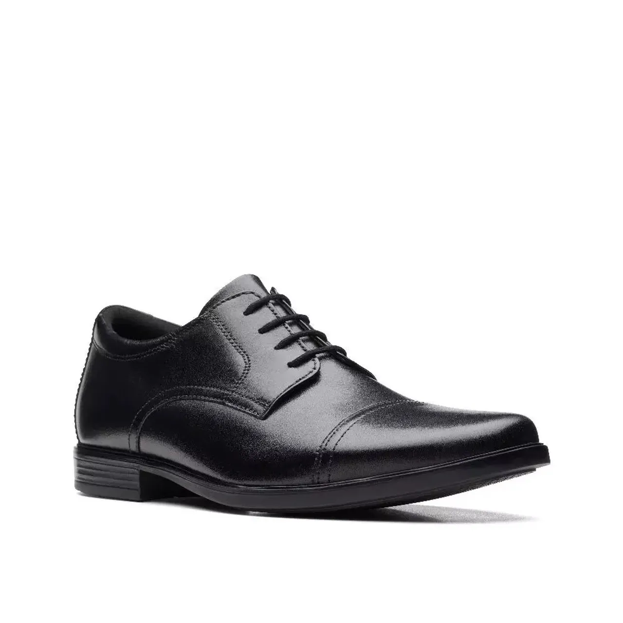 Clarks Howard Cap Black Leather 261620127 Men's Formal Shoe