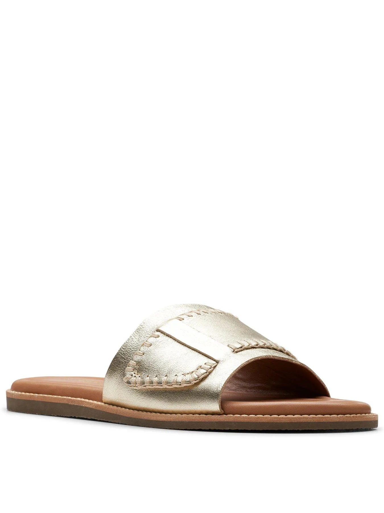 Clarks Maritime Mule Leather Slider Sandals - Champagne