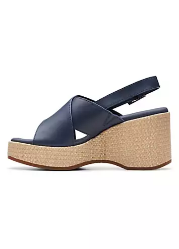 Clarks Navy Leather Manon Wish Sandals | Grattan