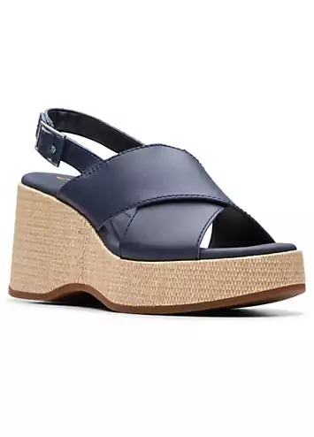 Clarks Navy Leather Manon Wish Sandals | Grattan