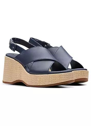 Clarks Navy Leather Manon Wish Sandals | Grattan