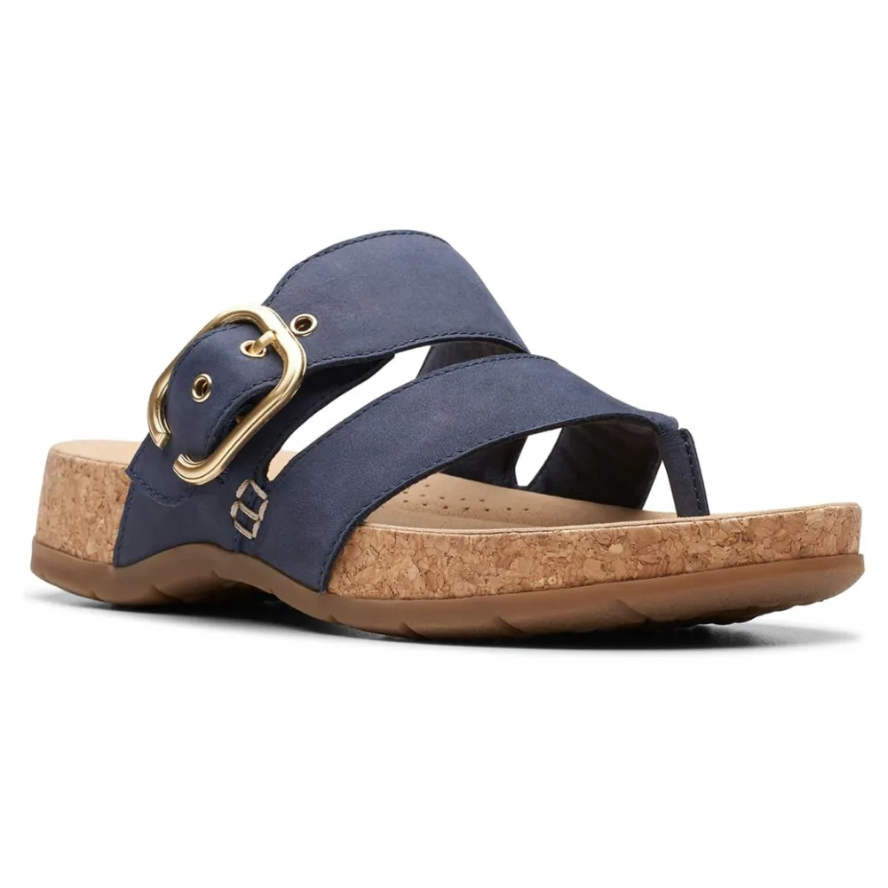 Clarks Reileigh Park Navy Nubuck Flip-Flop (Women's)