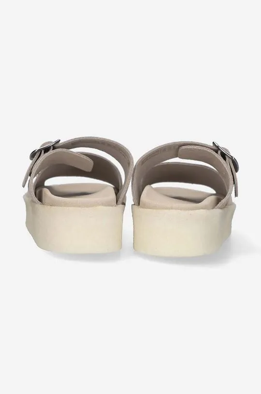 Clarks suede sliders Originals Crepe Slide women's beige color 26172568