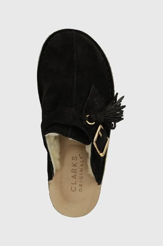 Clarks suede sliders Trek Mule women's black color 26168577