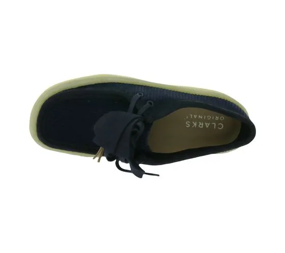 Clarks Wallabee Cup zapatos de mujer con cordones de cuero genuino de moda azul