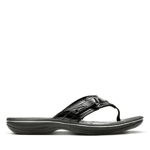 Clarks Womens Breeze Sea Sandals - Black Patent
