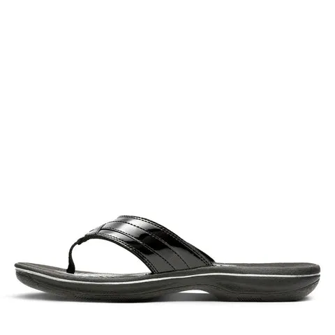 Clarks Womens Breeze Sea Sandals - Black Patent