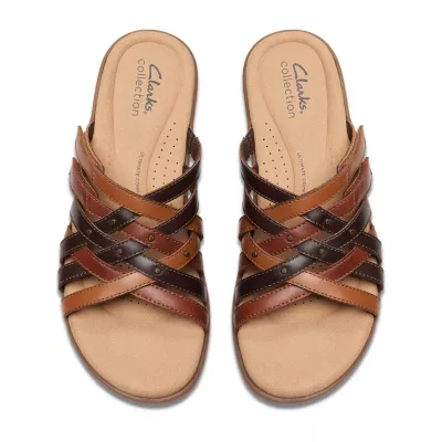 Clarks Womens Elizabelle Rio Criss Cross Strap Flat Sandals