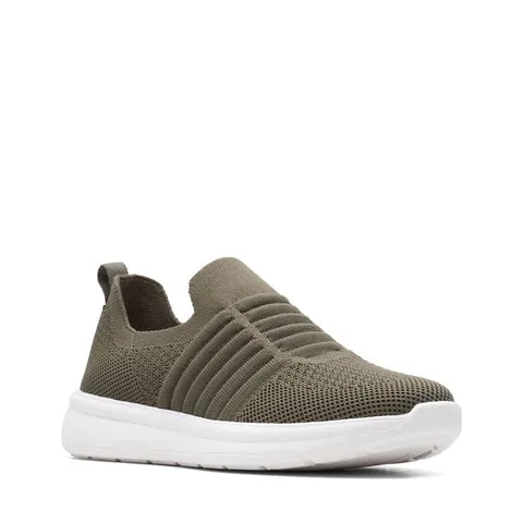Clarks Womens Ezera Walk Slip On- Dark Olive