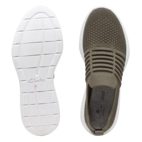 Clarks Womens Ezera Walk Slip On- Dark Olive