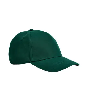 Classic organic cotton panelled cap bottle green Beechfield