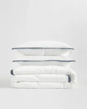 Classic Organic Percale Border Duvet Cover Set