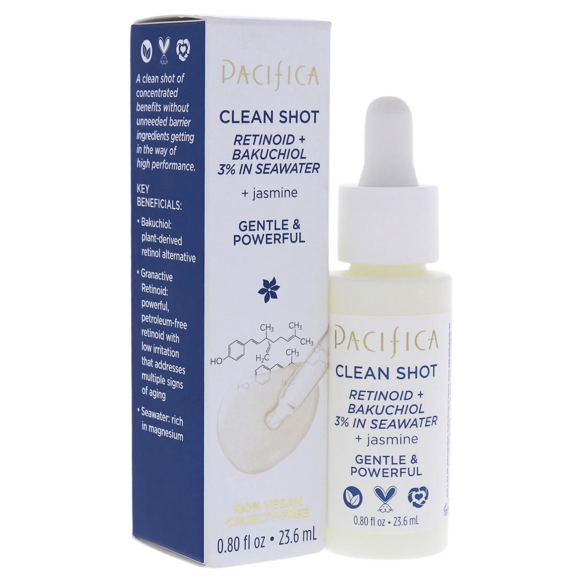 Clean Shot Retinoid and Bakuchiol 3 Percent In Seawater by Pacifica for Unisex - 0.8 oz Serum
