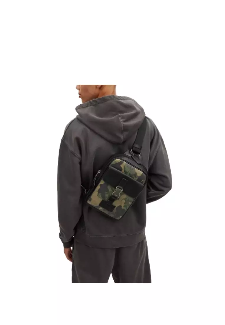 Coach Coach Track Backpack Signature Canvas Camo Print In Green Multi CL944