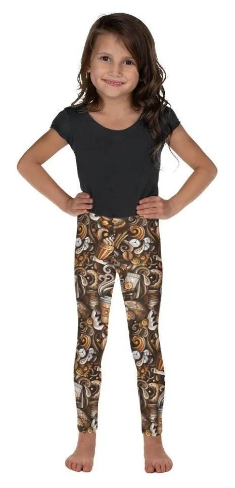 Coffee Shop Print Kid's Leggings
