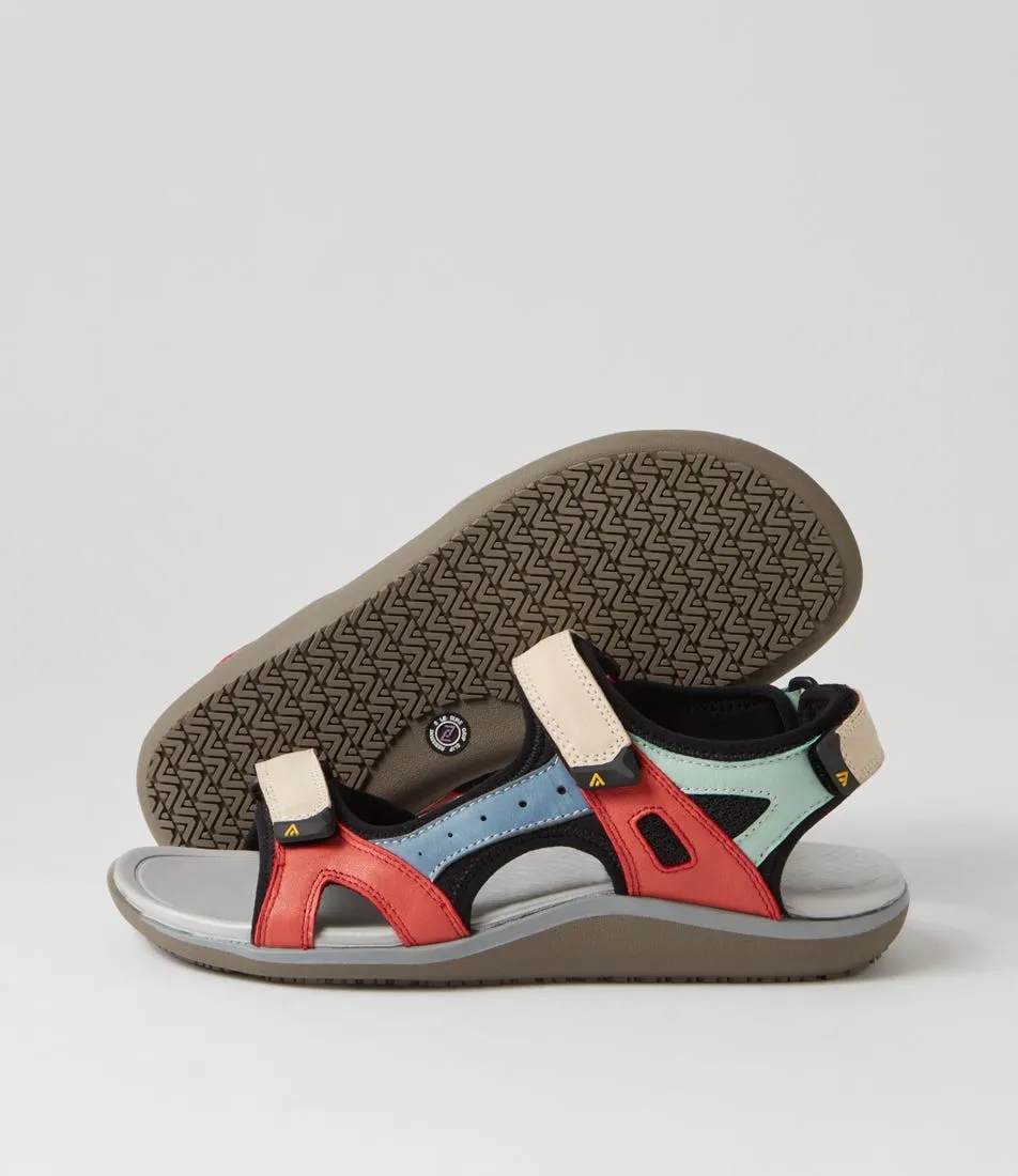 COLORADO Hanley Beige Coral Black Nubuck Fabric Sandals