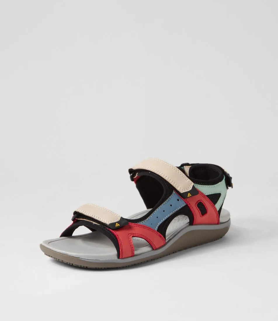 COLORADO Hanley Beige Coral Black Nubuck Fabric Sandals