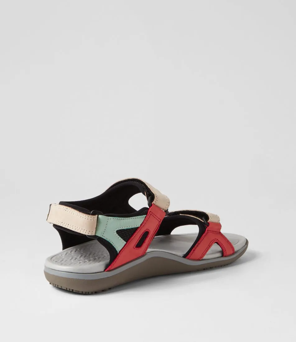 COLORADO Hanley Beige Coral Black Nubuck Fabric Sandals