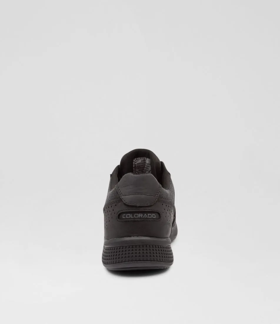COLORADO Skim Black Crazyhorse Leather Sneakers