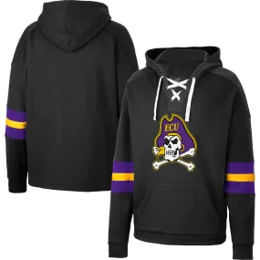 Colosseum ECU Pirates Black Lace-Up 4.0 Pullover Hoodie