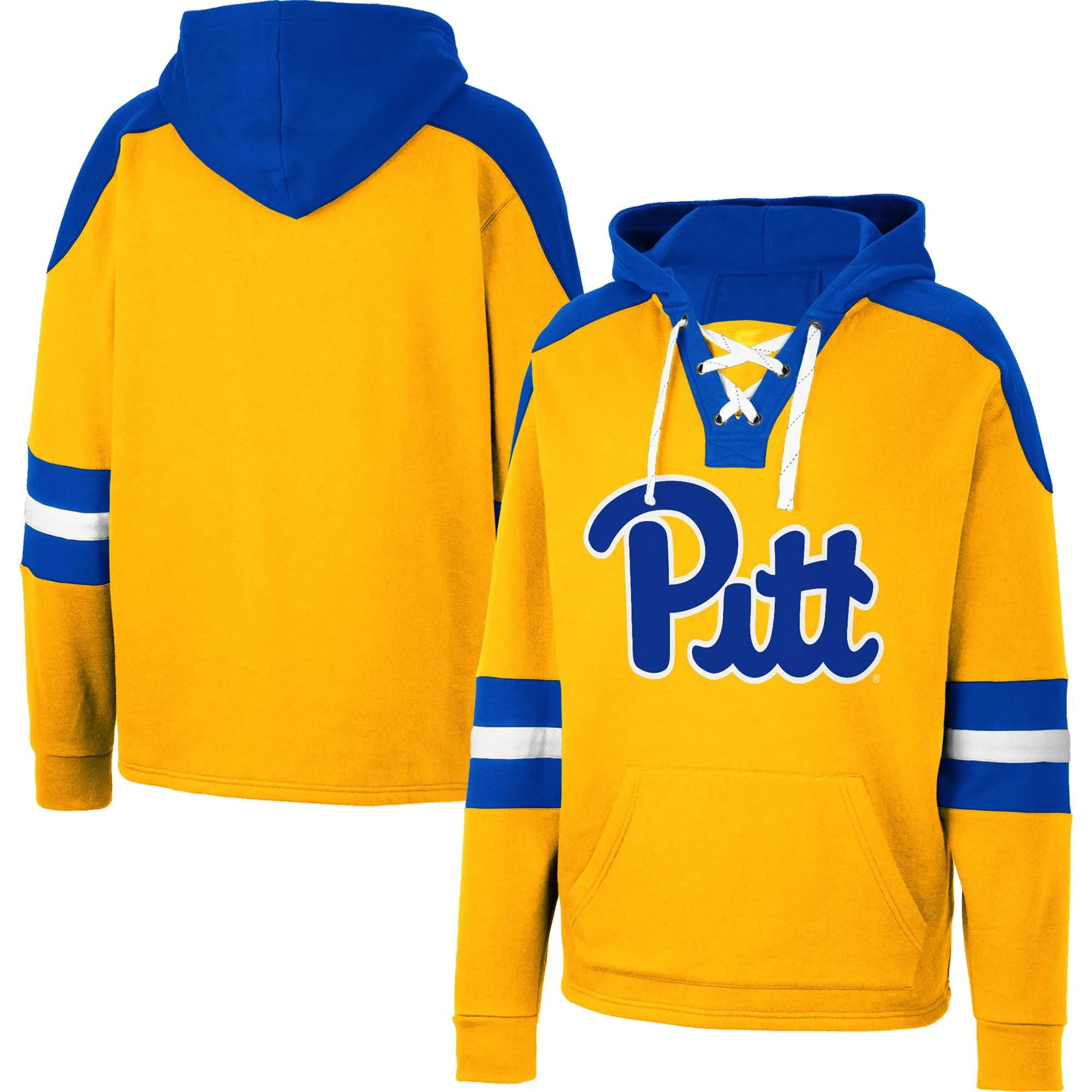 Colosseum Pitt Panthers Gold Lace-Up 4.0 Pullover Hoodie