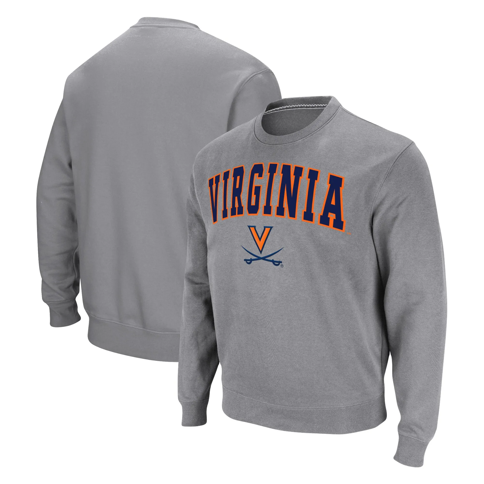 Colosseum Virginia Cavaliers Heather Gray Arch & Logo Pullover Sweatshirt