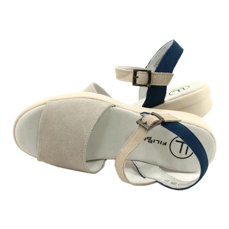 Comfortable Sandals Leather Filippo DS2021 / 21 GR grey