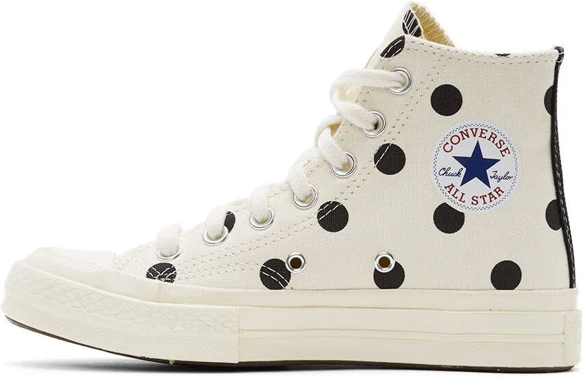 Comme des Garçons Play White Converse Edition Polka Dot Heart Chuck 70 High Sneakers