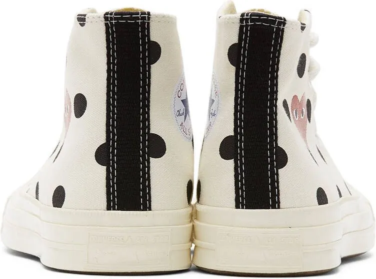 Comme des Garçons Play White Converse Edition Polka Dot Heart Chuck 70 High Sneakers