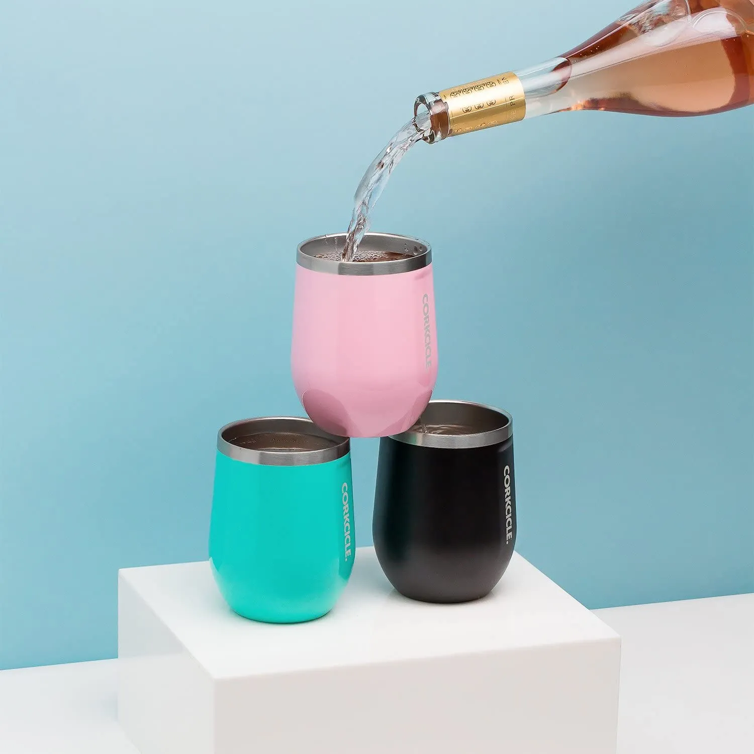 Corkcicle 12 oz Triple-Insulated Stemless Wine Glass – Turquoise