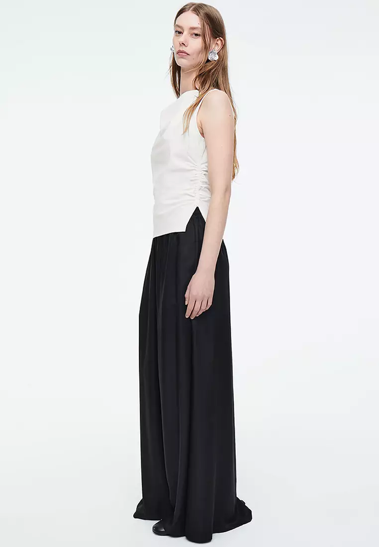 COS Cowl-Neck Gathered Sleeveless Top