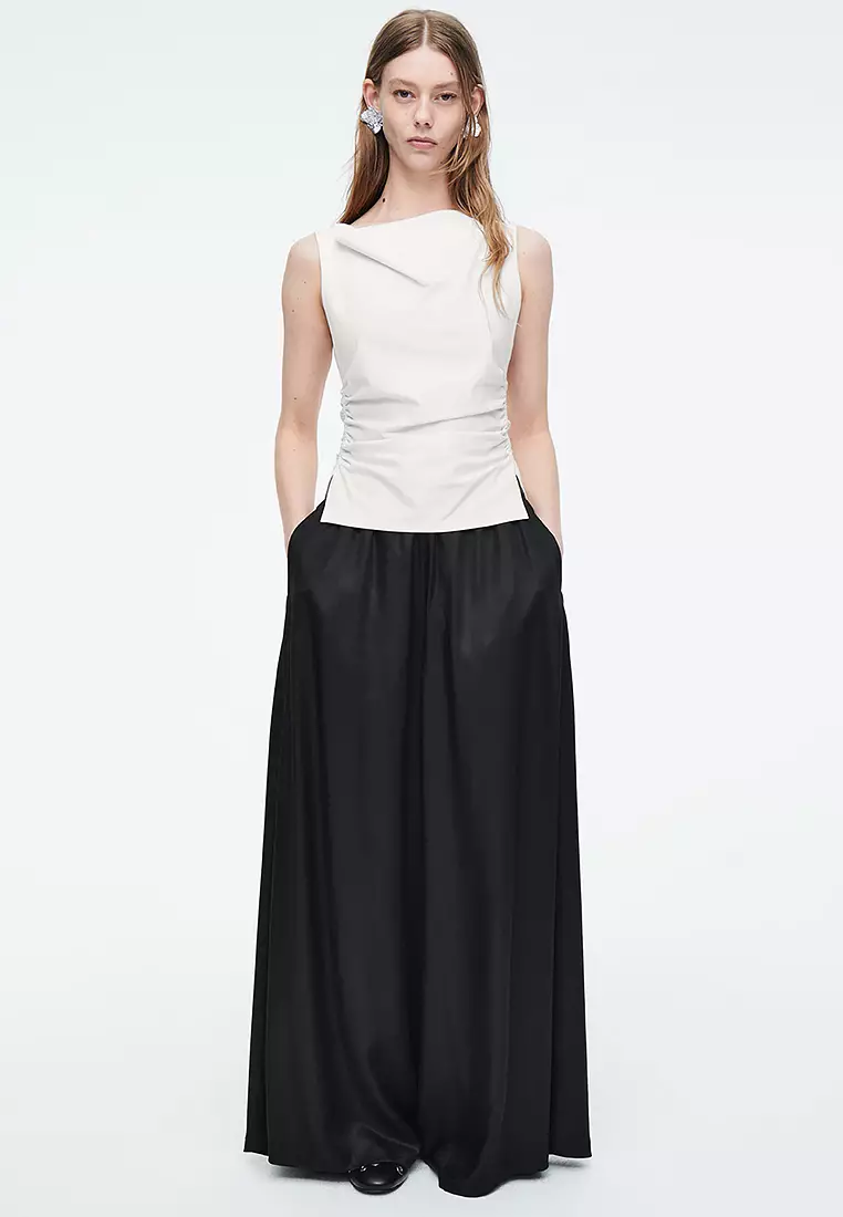 COS Cowl-Neck Gathered Sleeveless Top