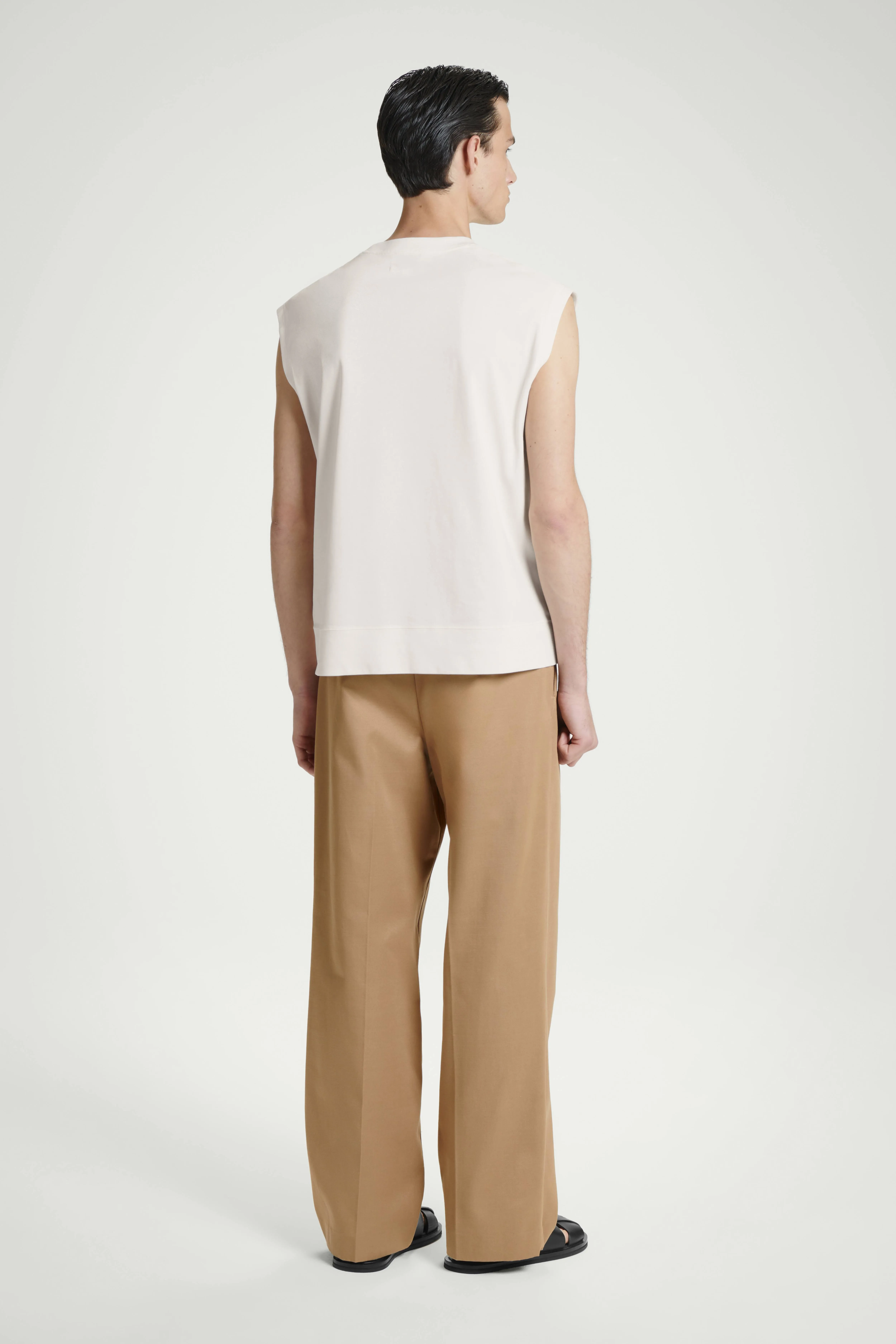 COTTON-CREPE CREW-NECK VEST - Round neck - Sleeveless - OFF-WHITE - Men | H&M GB