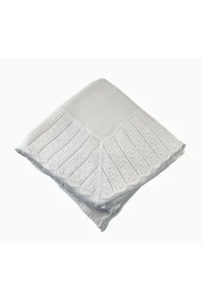 Cotton Jersey Blanket with Knitted Color Tipped Pointelle