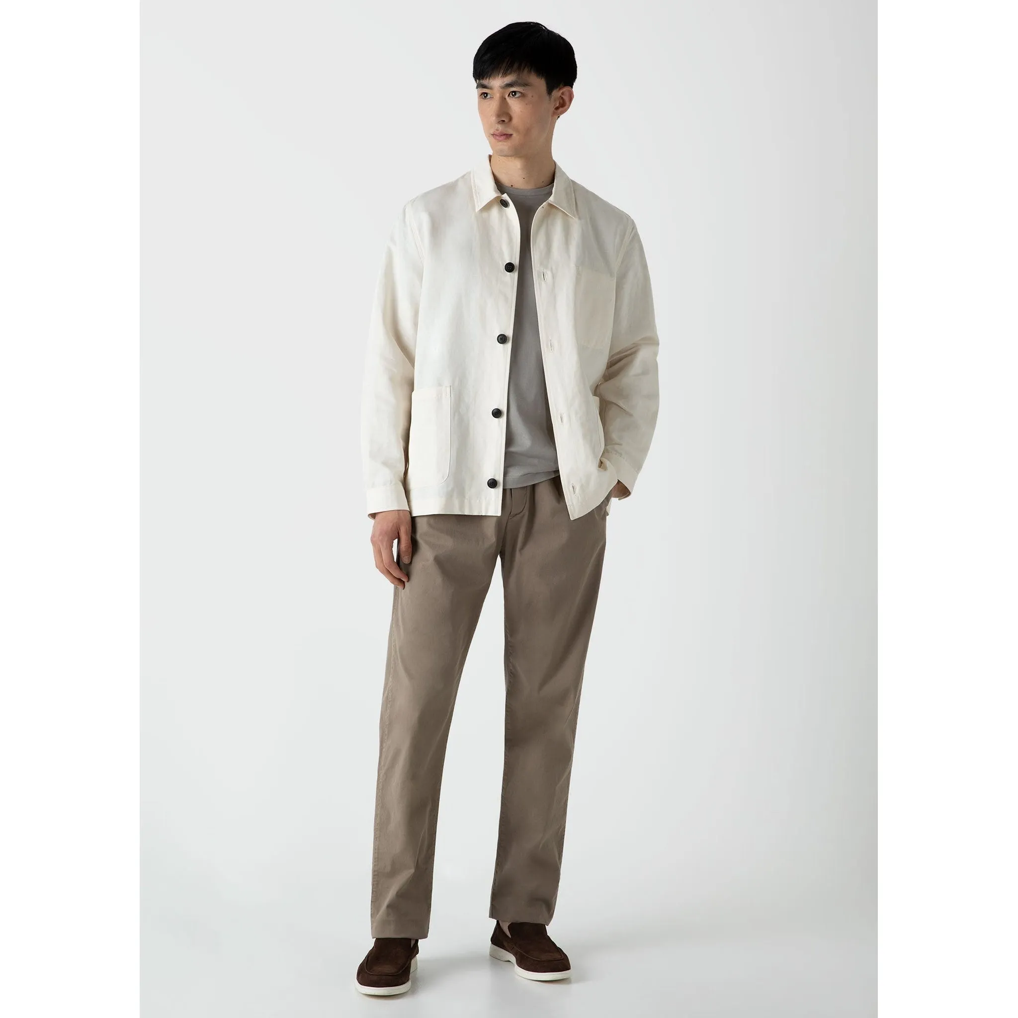 Cotton Linen Twin Pocket Jacket | Men | Undyed