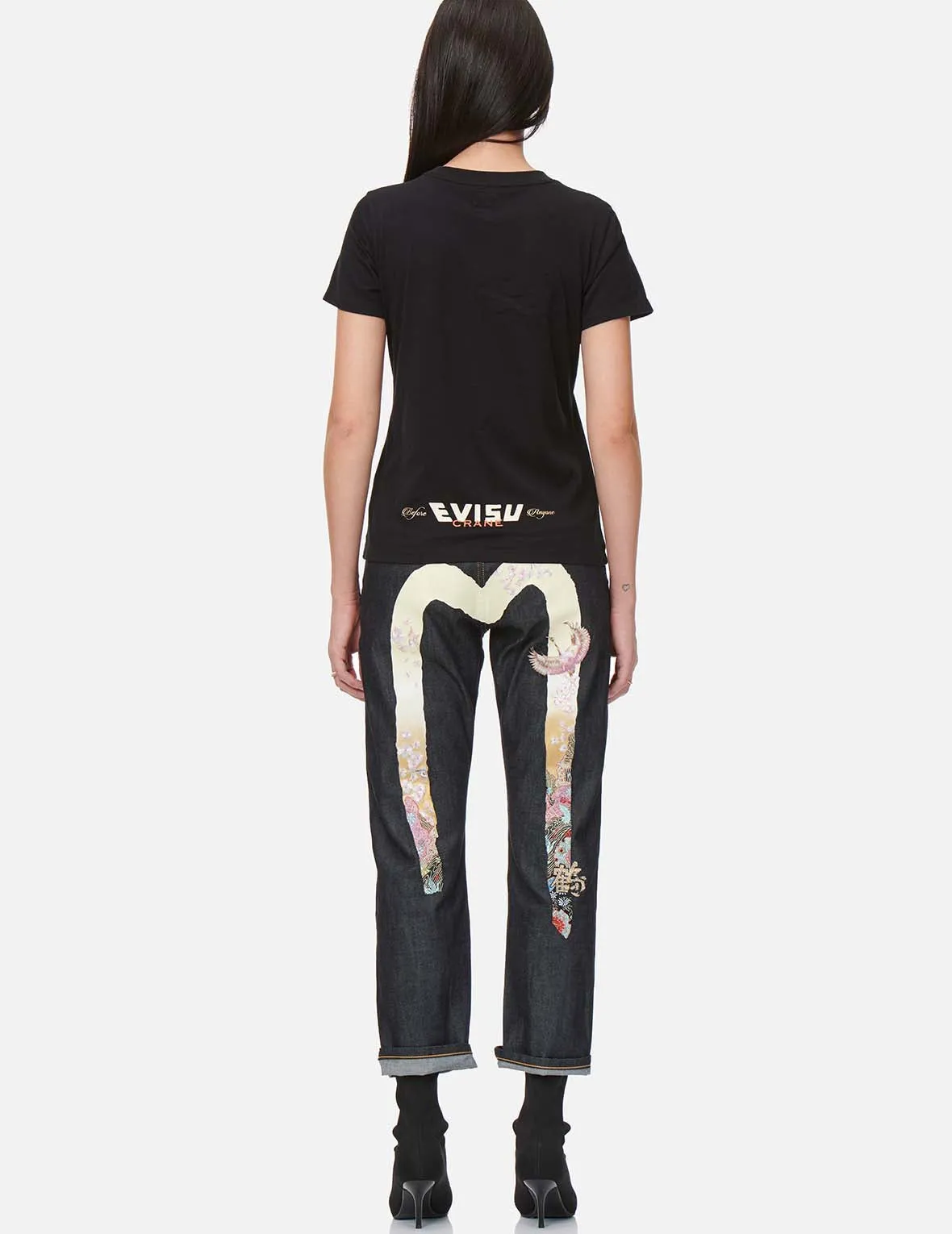 Crane Embroidered Gradated Daicock Boyfriend Jeans